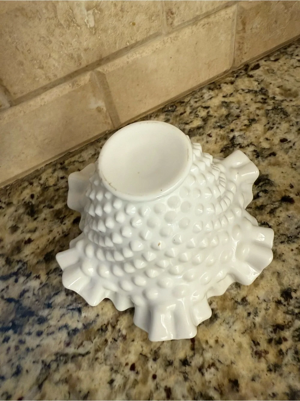 Fenton White Hobnail Ruffled Milk Glass Vase